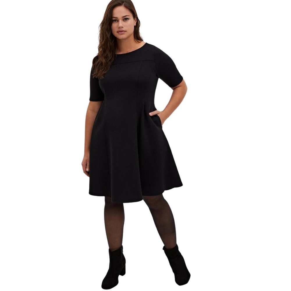 NWT Torrid Size 20 Black Scuba A-Line Midi Dress